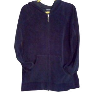 Avenue Hoodie 14/16 Womens Black Terry Cotton Blend Full Zip Up Kangaroo Pocket